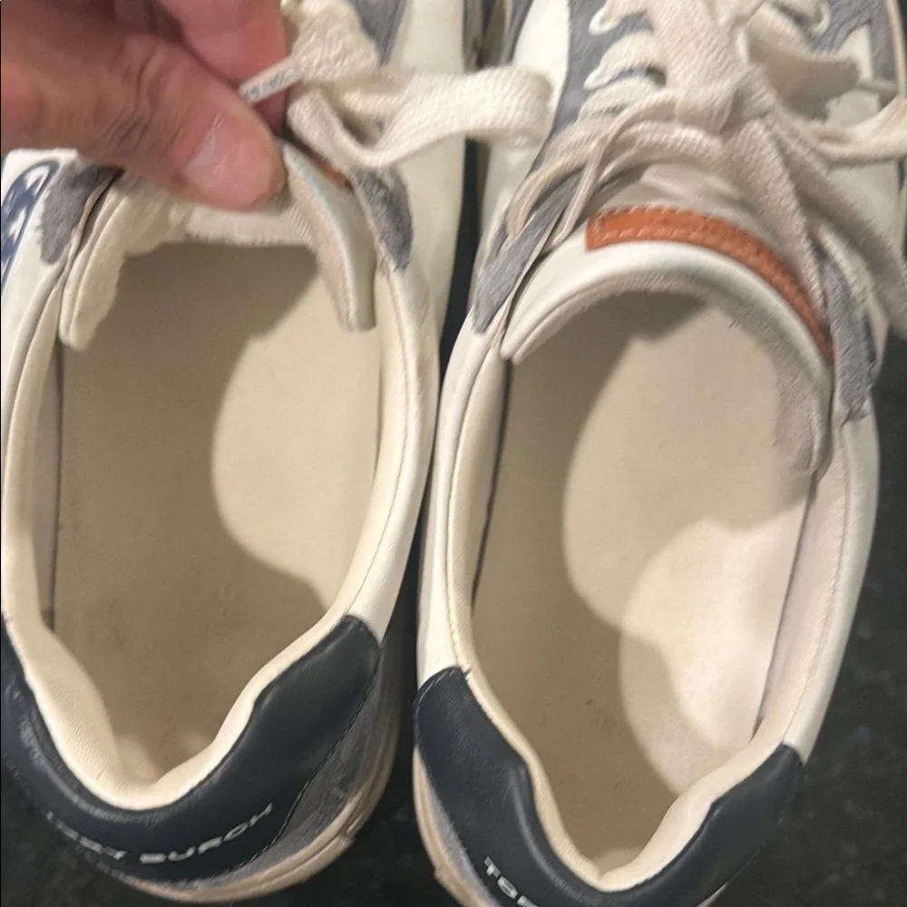 Tory Burch Cream & Gray Logo Low-Top Sneakers for ladies